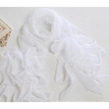 Eropean Style Popular Polyester Chiffon Pure Color White Scarf